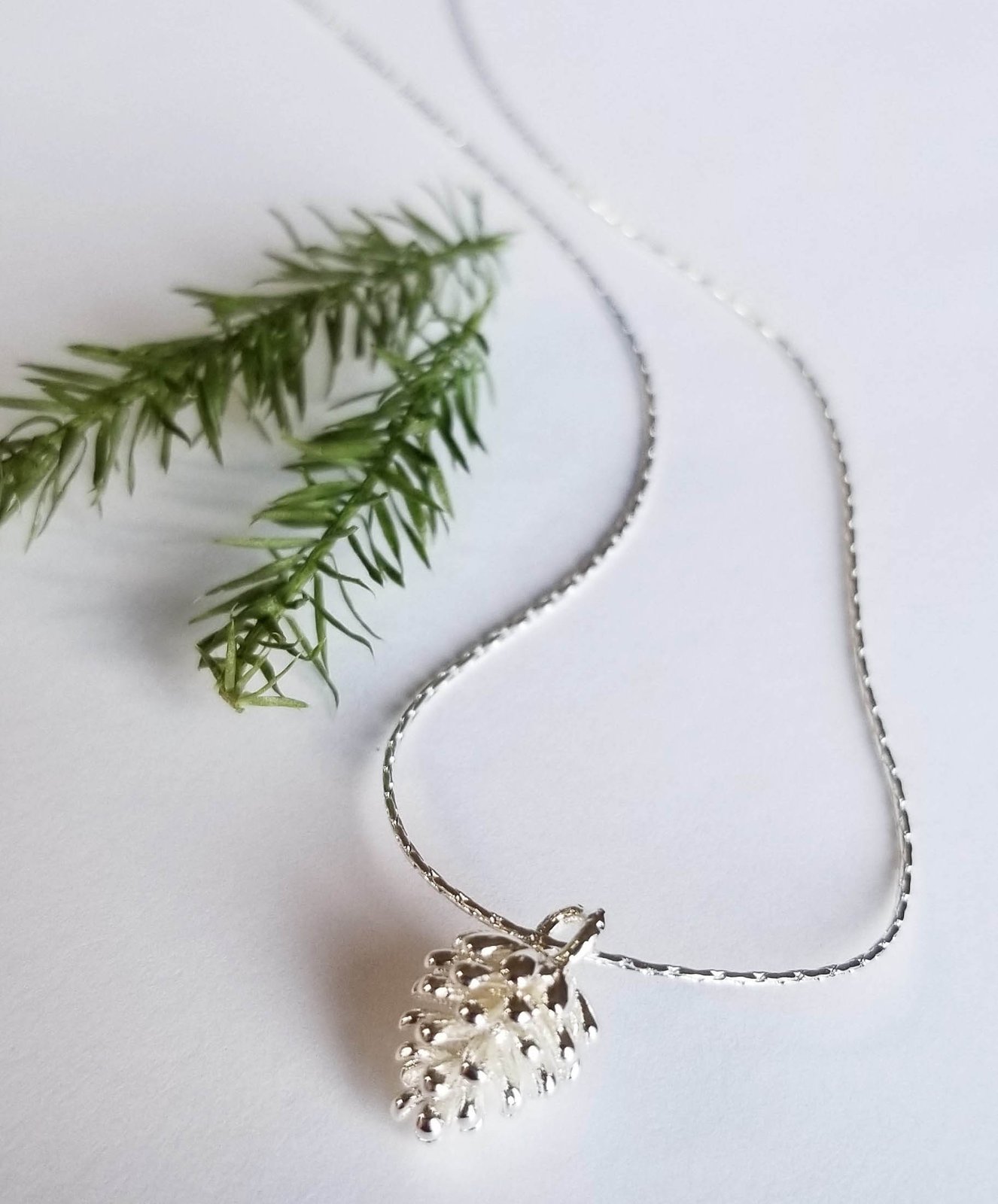 Simple Silver Pine Cone Necklace | Fresh Designs